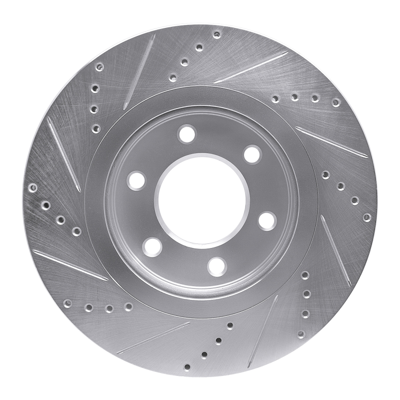 Infiniti QX56 Brake Rotor (1) - Front Right - R1 Concepts - Drilled & Slotted - Silver - `07-`24